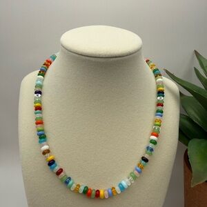 NEW Artisan Made Colorful 4mm Glass Bead Necklace 16"